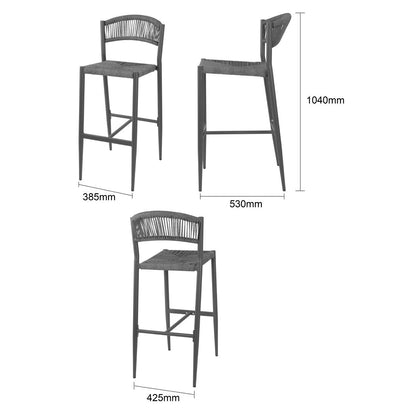 HZ593 Bolero Eden PE gevlochten rattan outdoor barkrukken antraciet (2 stuks)