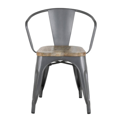 HZ805 Bolero Bistro Curve Armstoelen Met Houten Zitting Donkergrijs (4 stuks)