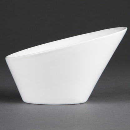CB079 Olympia Whiteware Ovale Hellende Kommen 13,3x15,4cm (4 Stuks)