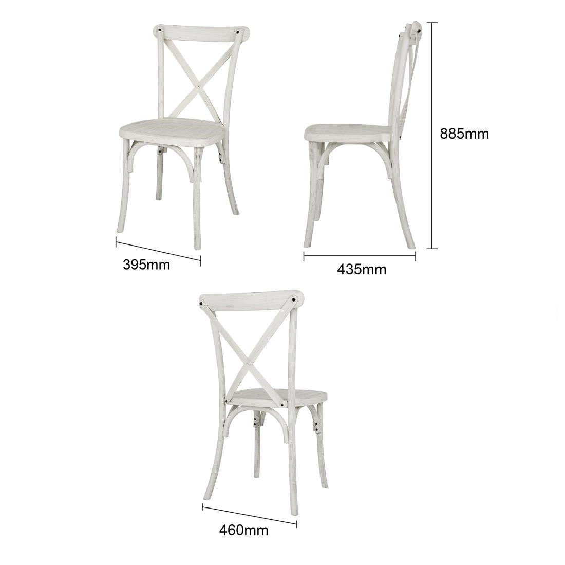 HW280 Bolero Manhattan Kruisrugleuning Resin Stoelen Limewash (4 stuks)