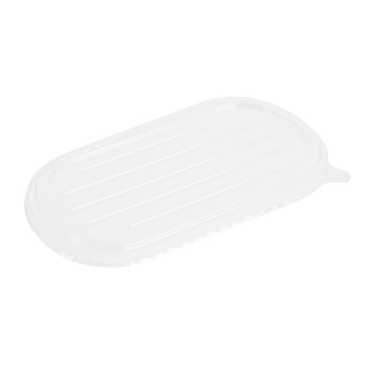 HW630 Fiesta Recycleerbare Pet Deksels Voor Bagasse Ovale Containers (100 stuks)