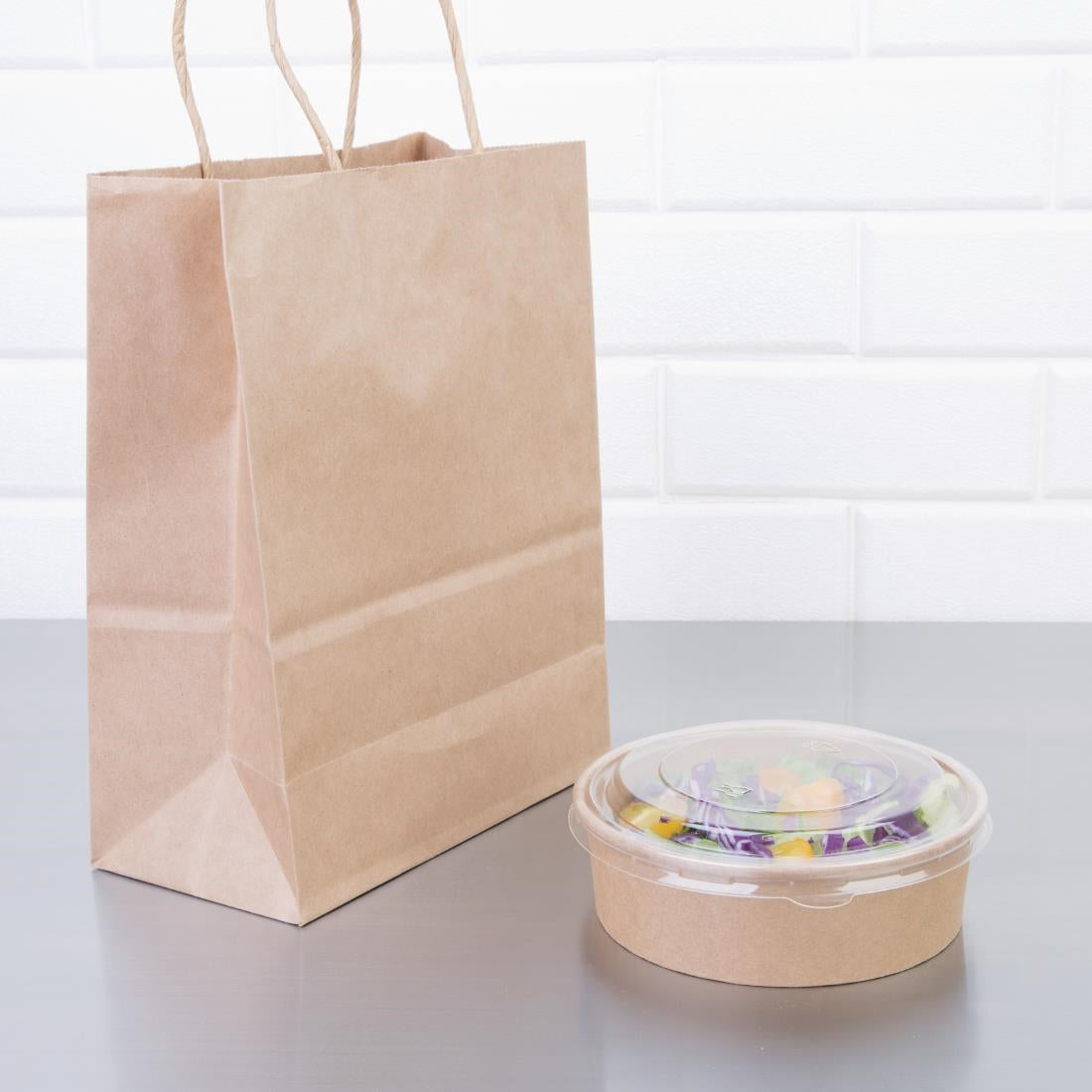 FB196 Fiesta Compostable ronde kraft saladeschaal 50cl (300 stuks)