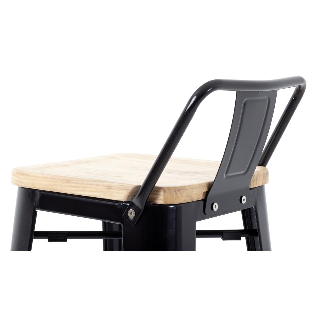 FB623 Bolero Bistro hoge barstoel met houten zitting zwart (4 stuks)