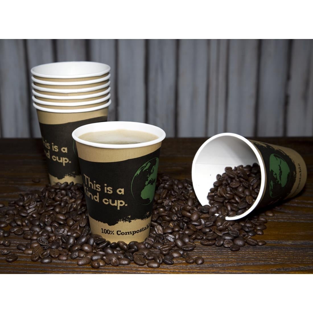 DS058 Fiesta Compostable composteerbare koffiebekers enkelwandig bruin 34cl (1000 stuks)