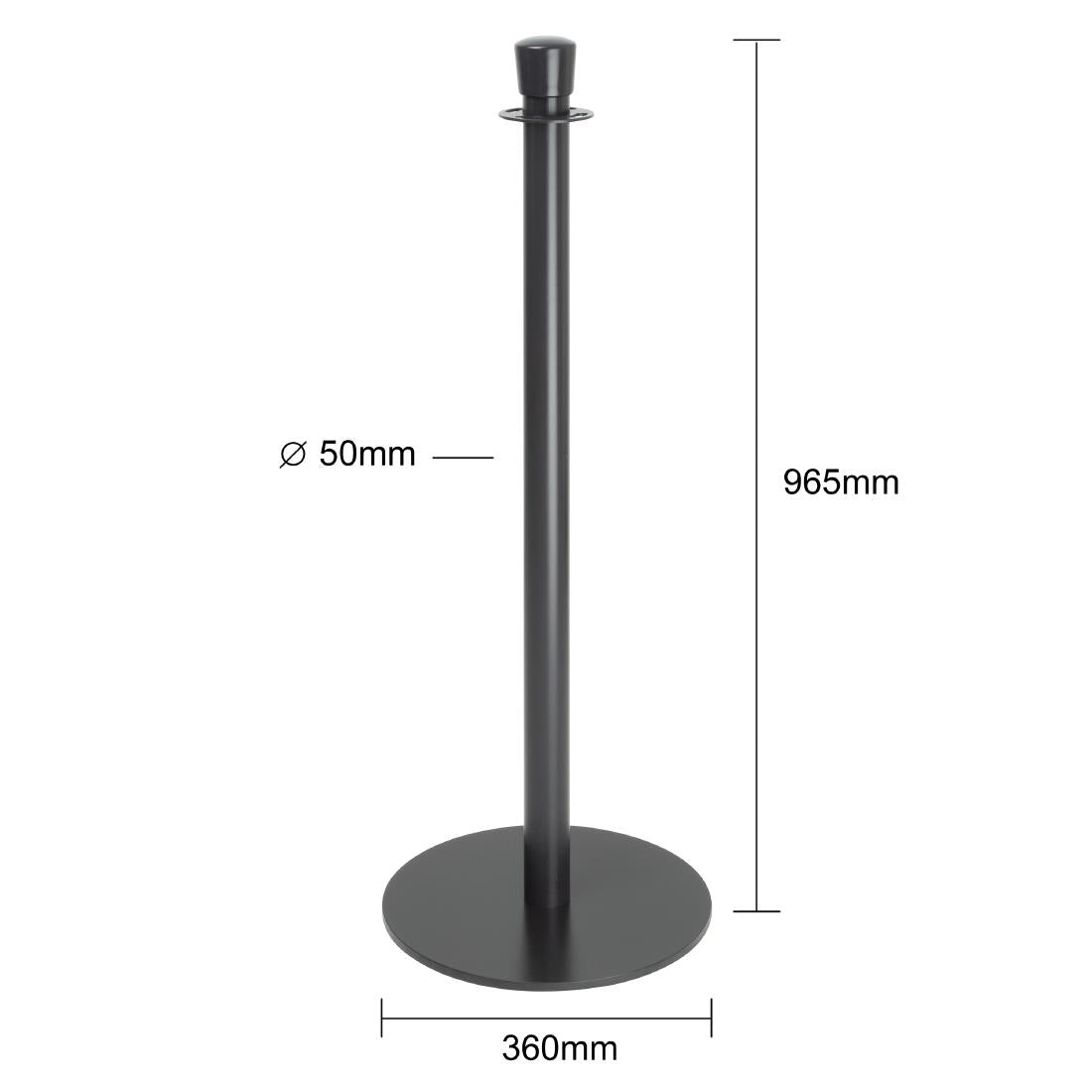 GP638 Bolero Vlakke Basis Barrièrepalen Zwart (2 stuks)
