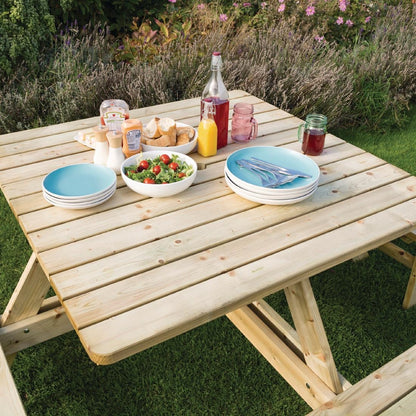 CG096 Rowlinson vierkante houten picknicktafel 198cm