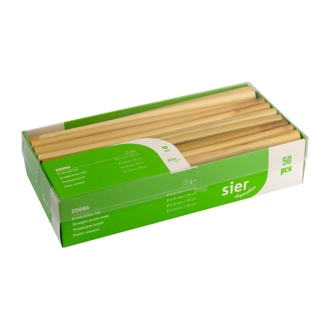 HU492 Sier Disposables Rechte rietje ø 6-8 mm / 20cm (50 stuks)