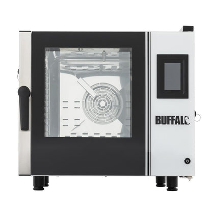 SA773 Buffalo Vrijstaande Slimme Touchscreen Compacte Combi Oven 6 x GN 1/1 Met Installatiekit En Afzuigkap