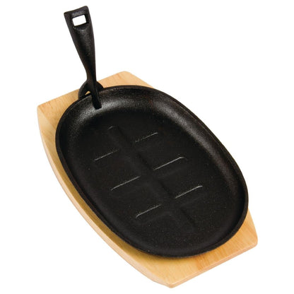 GJ557 Olympia gietijzeren schaal/sizzle platter ovaal 28x19cm