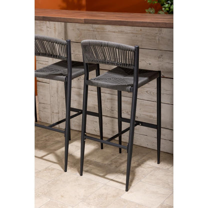 HZ593 Bolero Eden PE gevlochten rattan outdoor barkrukken antraciet (2 stuks)