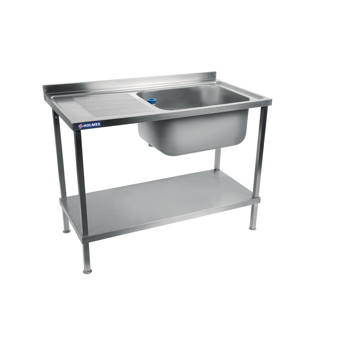 DR060 Holmes RVS spoelbak afdruiprek links 1000 mm volledig gemonteerd