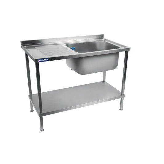 DR060 Holmes RVS spoelbak afdruiprek links 1000 mm volledig gemonteerd