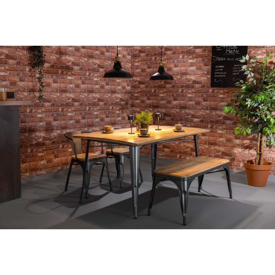 HZ815 Bolero Bistro Bank Met Mangohout En Donkergrijze Poten 1000mm (2 stuks)