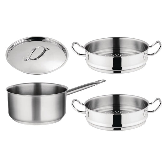 SA616 Vogue 3-delige set met steelpan en stomers