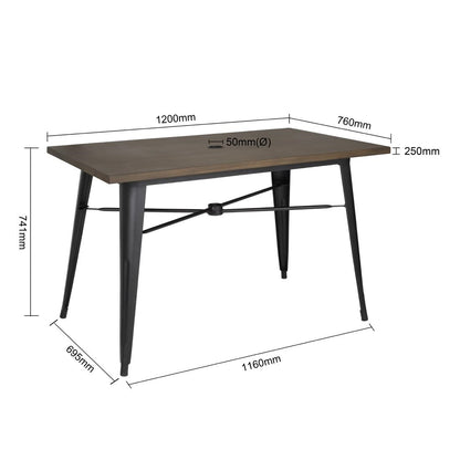 FT955 Bolero aluminium outdoor tafel 120x76x76cm donker houtdessin