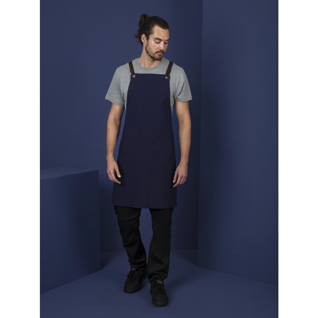 BB686 Southside Cotton canvas halterschort marineblauw