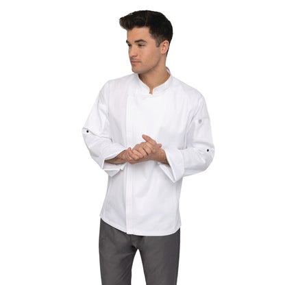 BB264-XS Chef Works Urban Hartford unisex koksbuis met rits lange mouw wit XS