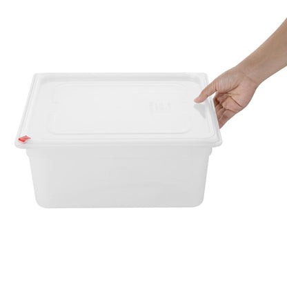 HZ351 Hygiplas Click PP GN Container 2/3 met Deksel & 7 Kleur Clips 150mm 12Ltr (4 stuks)