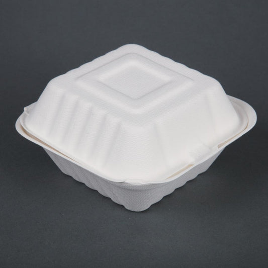 DW246 Fiesta Compostable bagasse hamburgerbakjes 152mm (500 stuks)