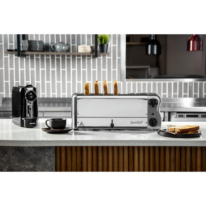 CH185 Rowlett Esprit broodrooster 6 sleuven chroom - 2 reserve-elementen en 2 tostihouders