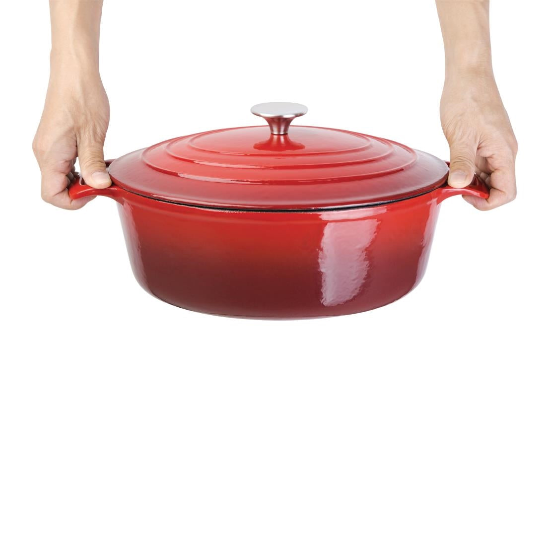 GH314 Vogue ovale inductie braadpan rood 6Ltr