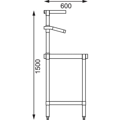 CB908 Vogue RVS werktafel met wandplanken