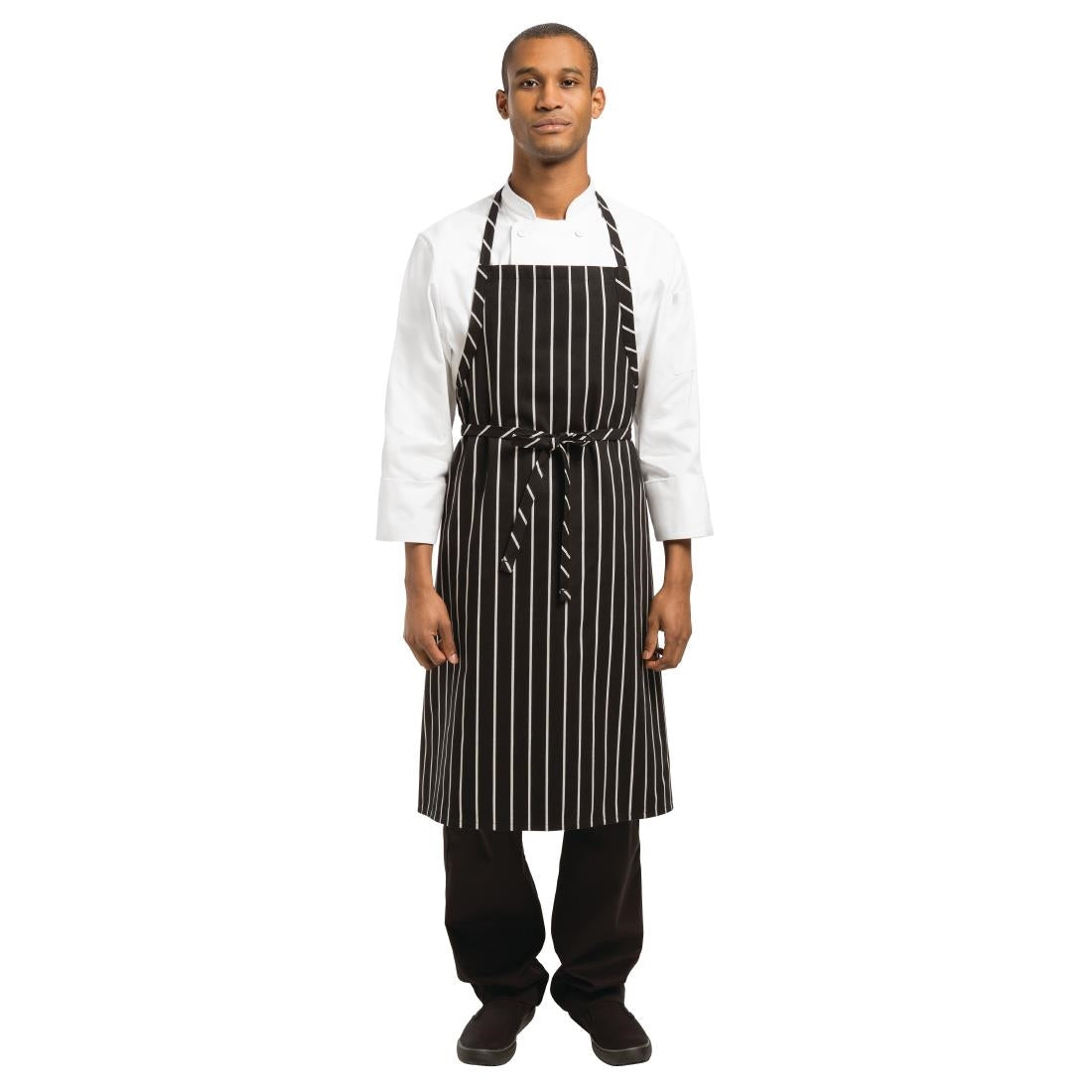 B248 Chef Works Premium geweven schort zwart-wit gestreept