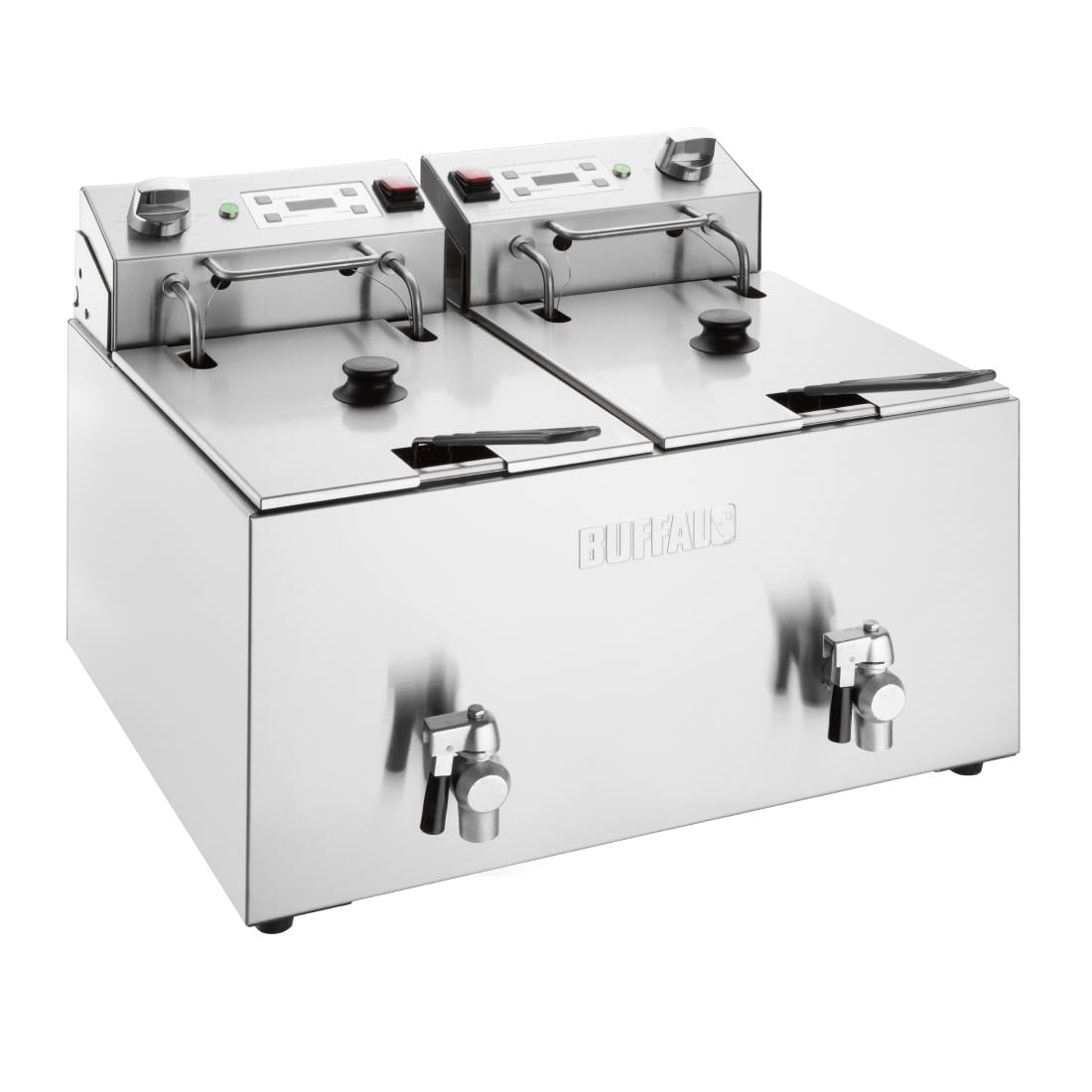 CU621 Buffalo Dubbele Elektrische Friteuse Met Timer 2X8Ltr