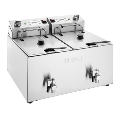 CU621 Buffalo Dubbele Elektrische Friteuse Met Timer 2X8Ltr