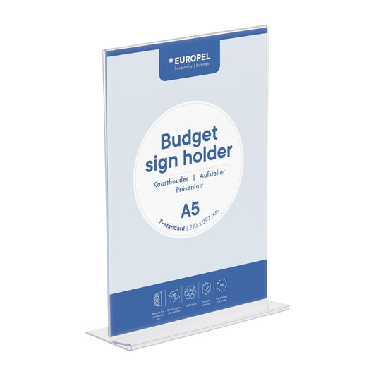 HU466 Europel Bordhouder Budget T-Stand A5 Portret