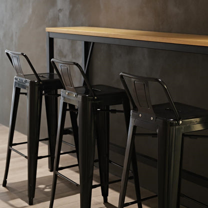 DL882 Bolero Bistro gegalvaniseerd stalen barkruk met rugleuning zwart (4 stuks)