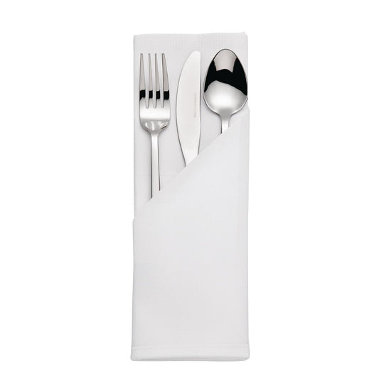 HB559 Mitre luxe satijnen band servetten katoen wit (10 stuks)