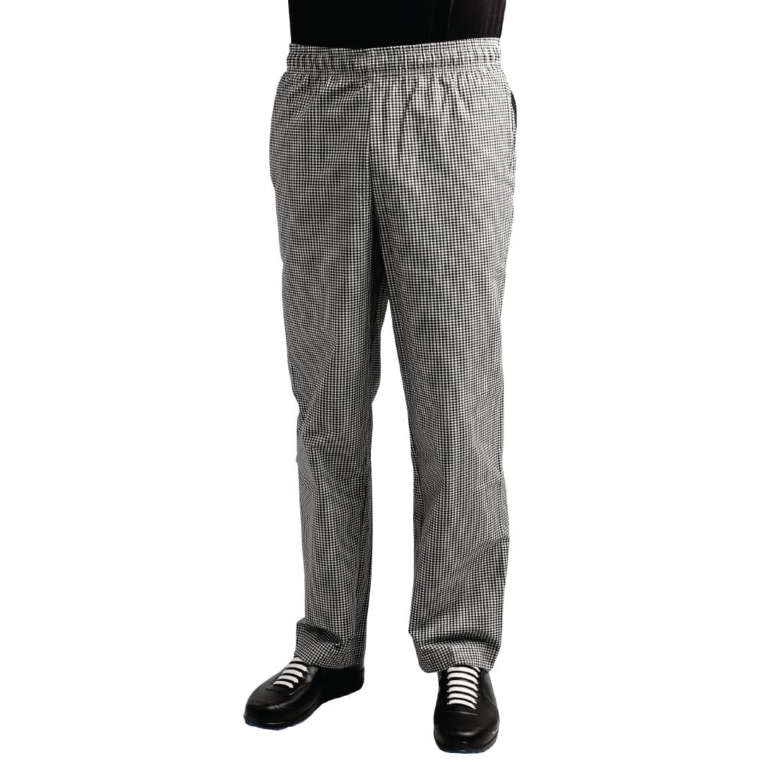 A026T-XS Whites Easyfit Teflon unisex koksbroek met kleine ruit zwart-wit XS