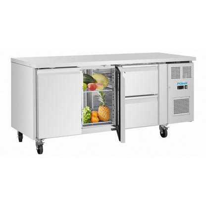UA109 Polar U-Series koelwerkbank met 2 deuren en 2 laden 242Ltr