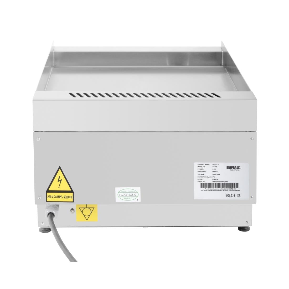 CU473 Buffalo 600 Serie Elektrische Bakplaat 400 Mm