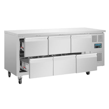 DA548 Polar U-serie geventileerde gekoelde GN werkbank met 6 laden