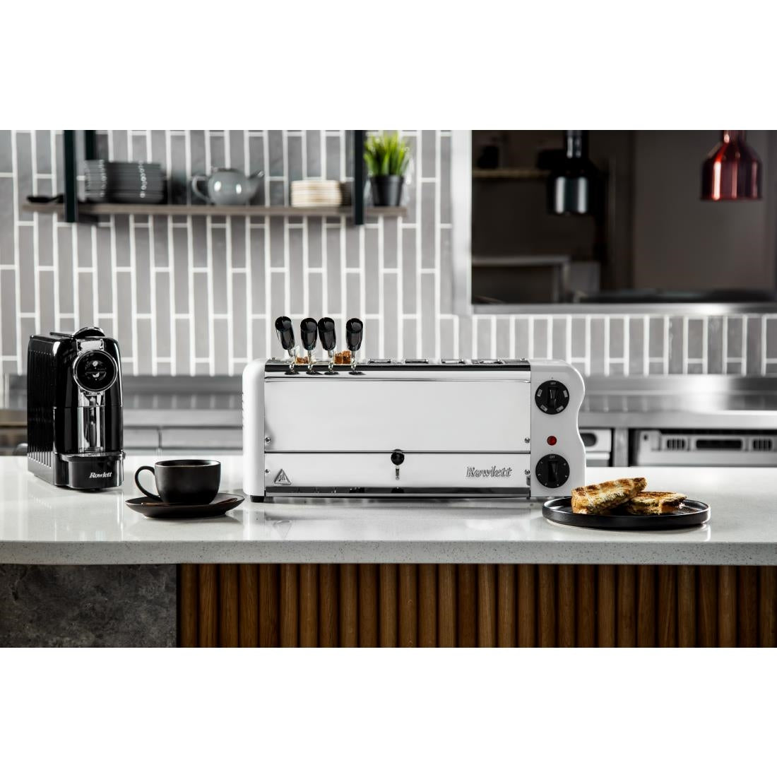 CH186 Rowlett Esprit broodrooster 6 sleuven wit - 2 reserve-elementen en 2 tostihouders