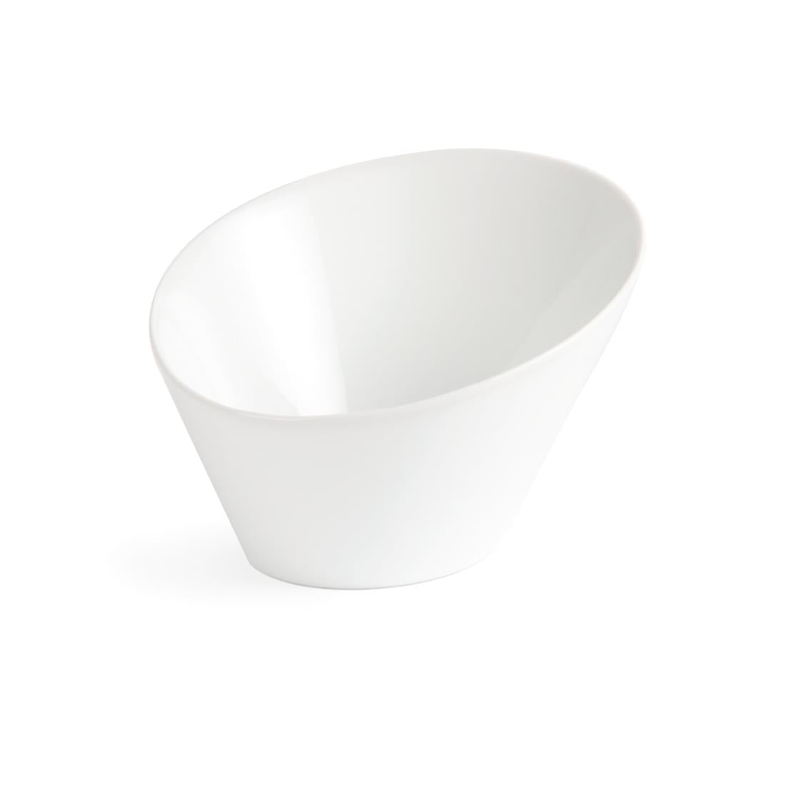CB079 Olympia Whiteware Ovale Hellende Kommen 13,3x15,4cm (4 Stuks)