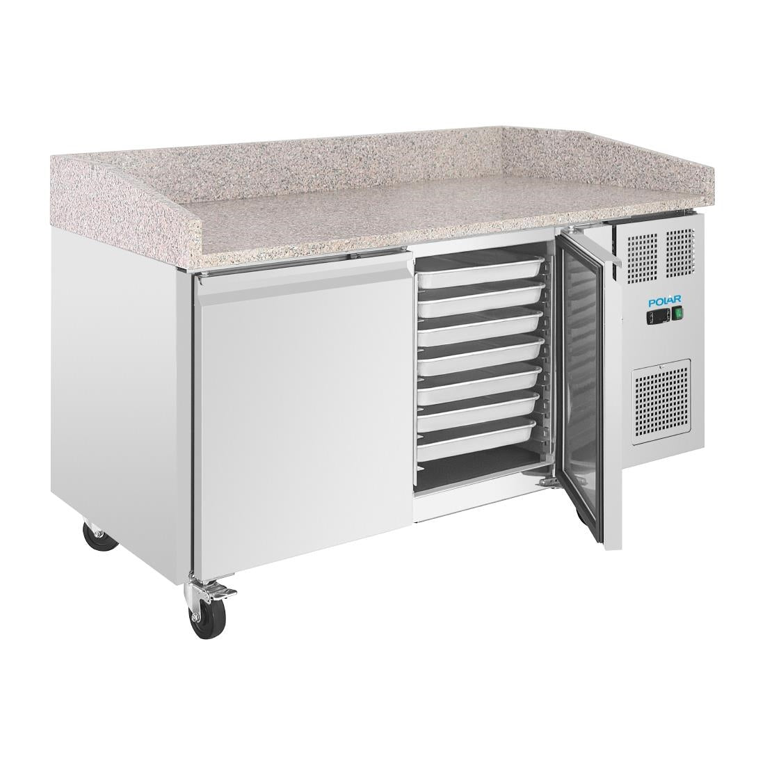 UA081 Polar U-Serie Dubbele Deur Pizza Werkbank met Granieten Blad 428Ltr