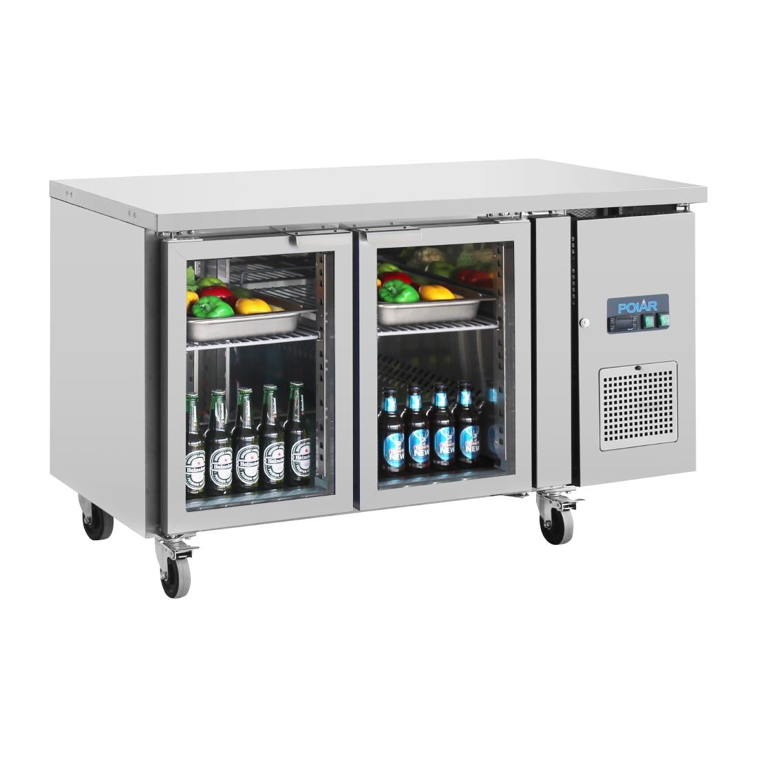 UA023 Polar U-serie premium tweedeurs displaykoeling laag model 205Ltr