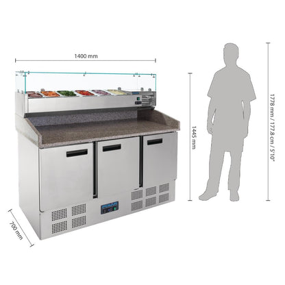 CN267 Polar G-serie gekoelde pizza/sandwich prepareercounter 368L