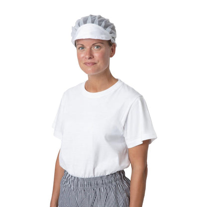 B226 Whites nylon haarnet met klep wit
