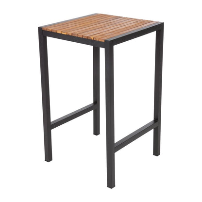 DS155 Bolero vierkante bartafel gepoedercoat staal en acaciahout 600mm