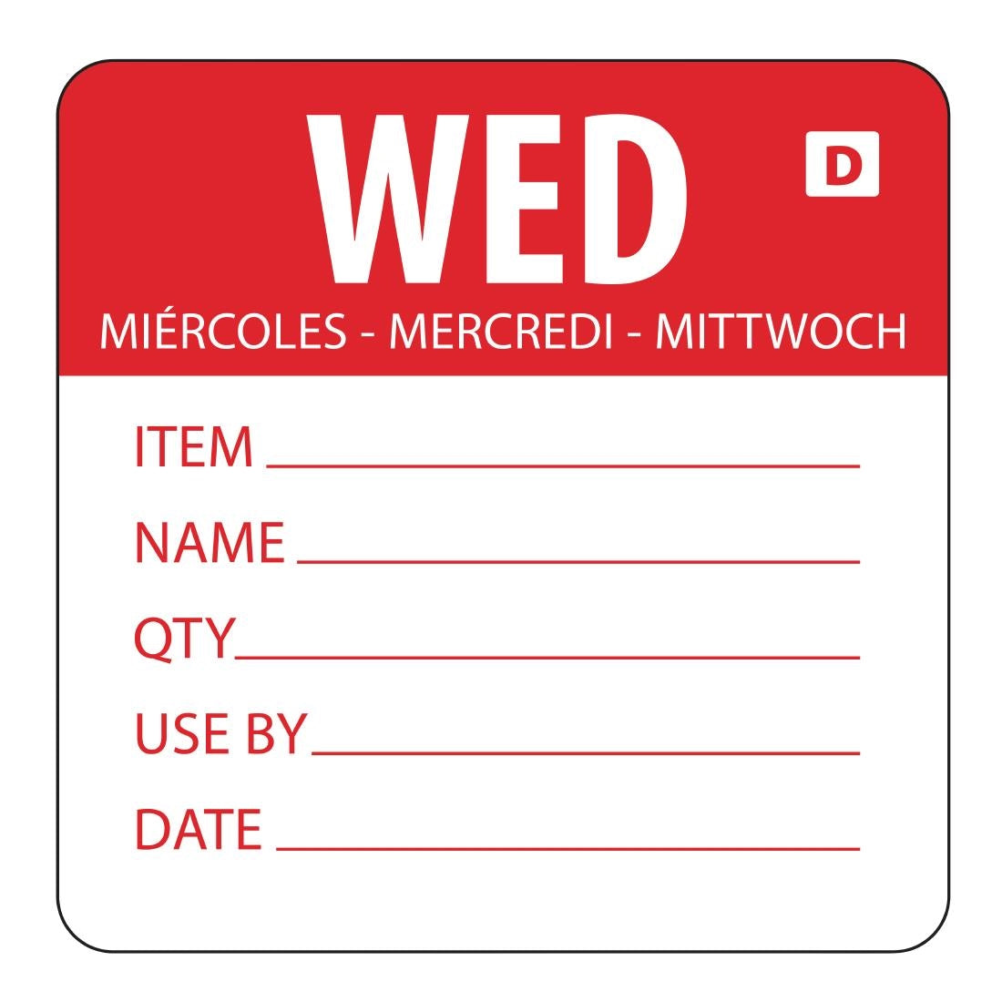 GH353 Hygiplas oplosbare kleurcode voedseletiketten woensdag (250 stuks)