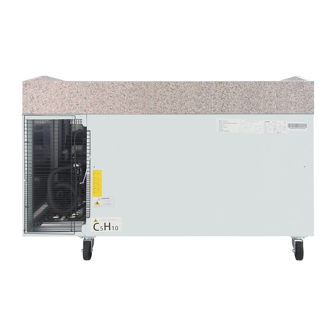 UA081 Polar U-Serie Dubbele Deur Pizza Werkbank met Granieten Blad 428Ltr