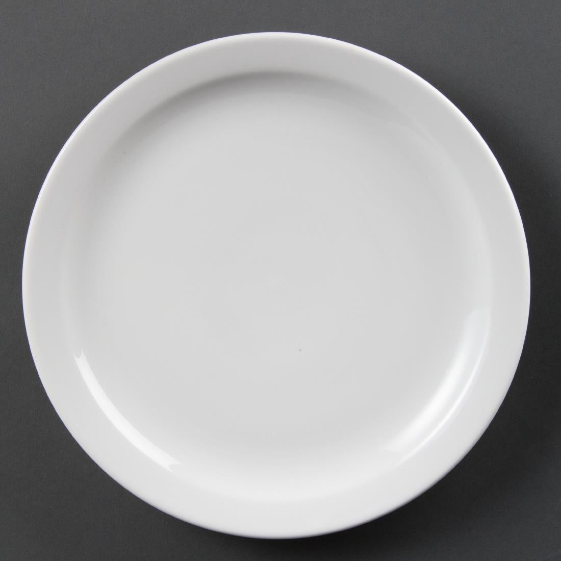 CB490 Olympia Whiteware Borden Met Smalle Rand 25cm (12 Stuks)