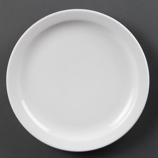 CB490 Olympia Whiteware Borden Met Smalle Rand 25cm (12 Stuks)