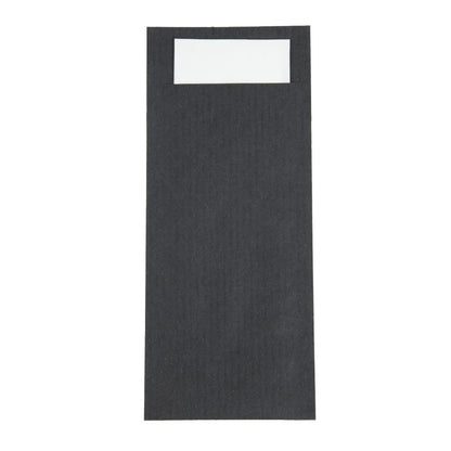 CK236 Europochette Zwart Bestekzakje met Wit Servet (500 stuks)