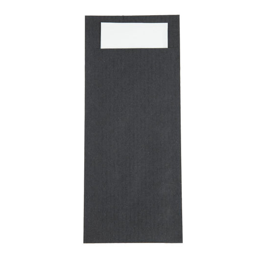 CK236 Europochette Zwart Bestekzakje met Wit Servet (500 stuks)