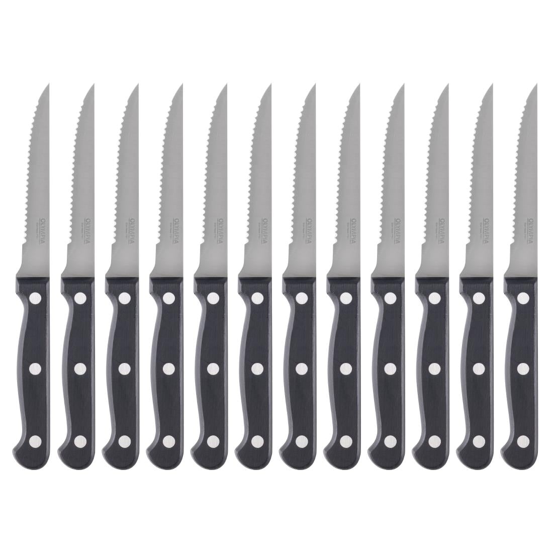 C134 Olympia steakmessen zwart heft 21,5cm (12 stuks)